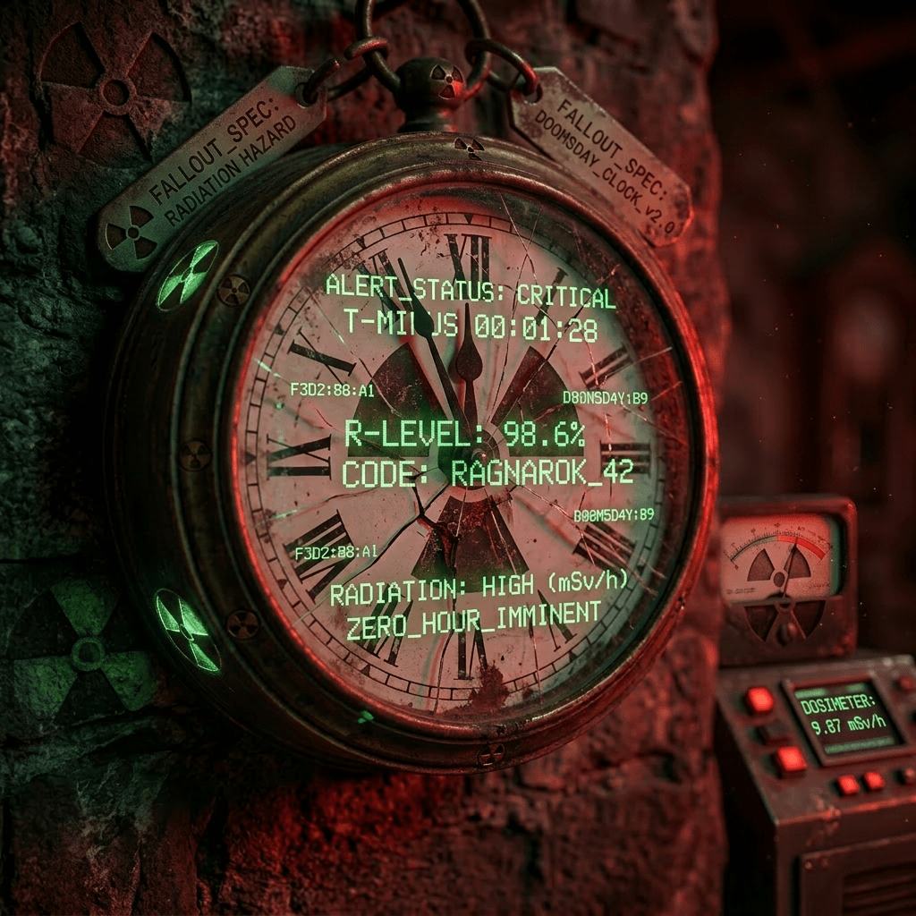 Antique wall clock with cracked glass showing 11:59